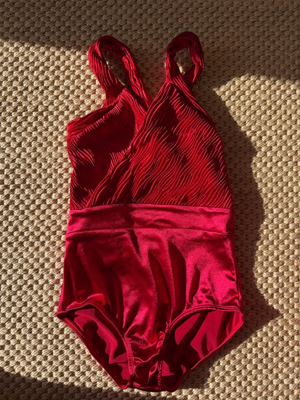 Red Girls' Cross-Back Dance Costume Leotard